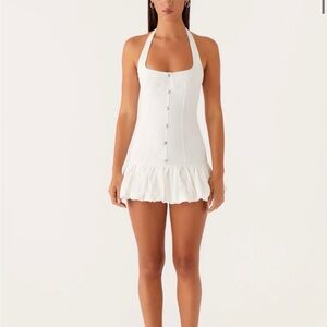 Peppermayo Georgina Denim Mini Dress - White
